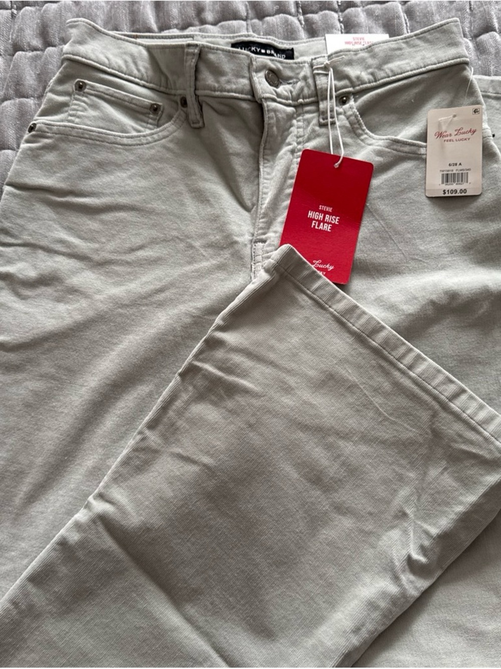 Lucky Brand High Rise Flare Jeans in Light Gray